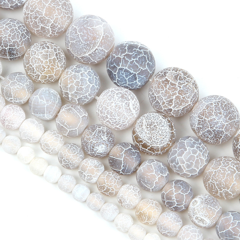 Perle od prirodnog kamena Frost Grey Napuknute Dream Fire Dragon Veins Agates Perle za izradu nakita DIY narukvice 4/6/8/10/12 mm