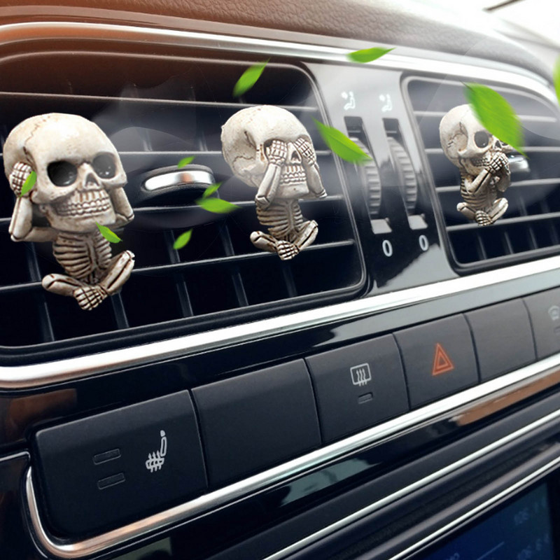 Skull Ghost autós légfrissítő autós parfüm diffúzor szellőző kapcsok emberi test csontváz aromaterápiás gyanta autó szag diffúzor klipek