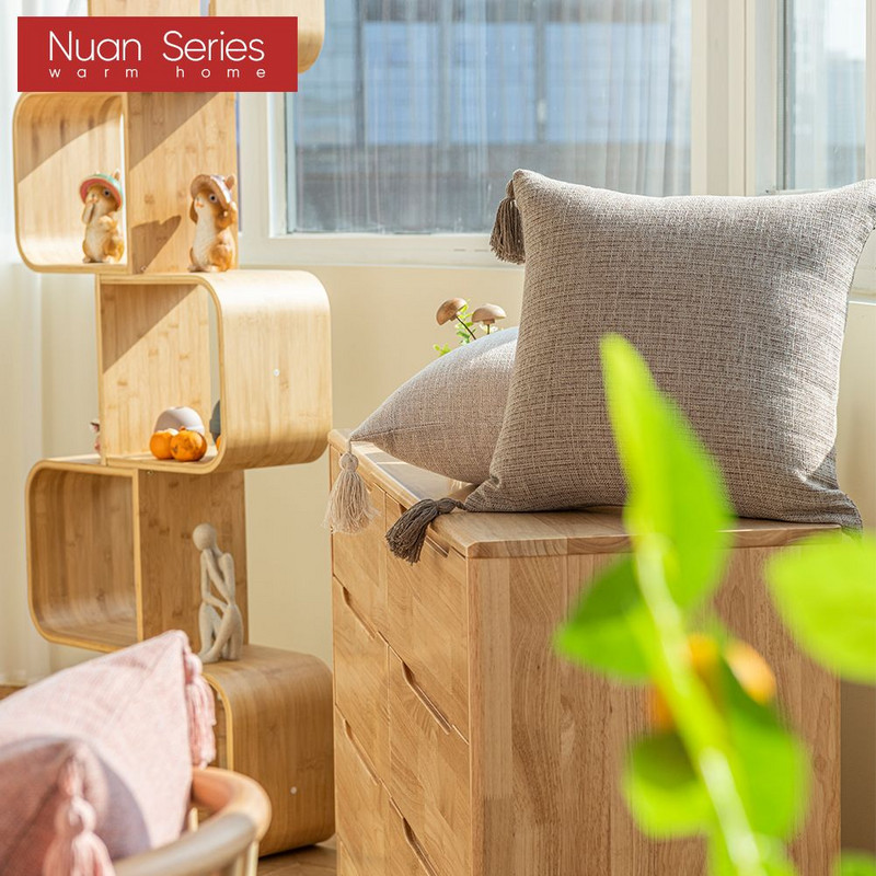 Čvrsta obična lanena pamučna jastučnica s resicama Žuto bež navlaka za kućni dekor Jastučnica 45x45 cm Jastučnica za kauč Jastuk za bacanje