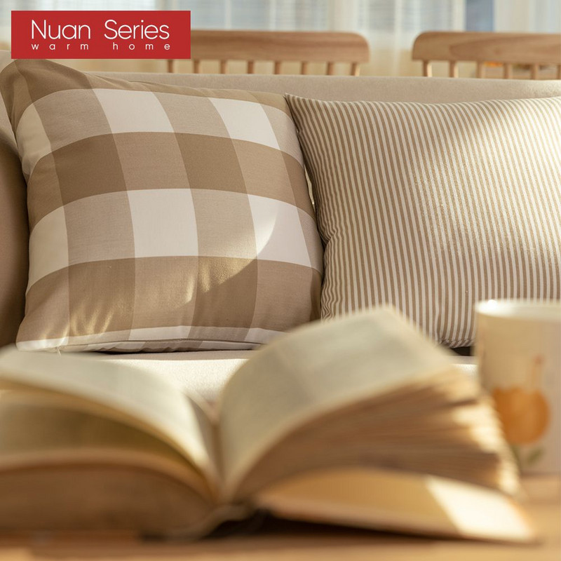 2021. Geometrijske jastučnice Jastuk s printom žutih kariranih pruga za kućnu stolicu Kauč Dekoracija Jastučnice 45x45/30x50 cm