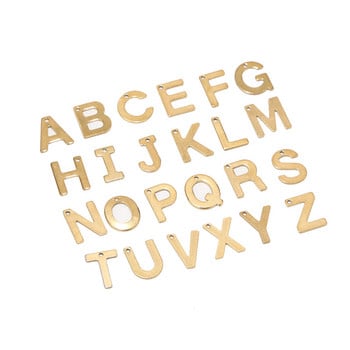 100 τμχ Τυχαίο ανοξείδωτο ατσάλι AZ Letter Gold Charms Alphabet Charm μενταγιόν για χειροτεχνία με βραχιόλια κολιέ