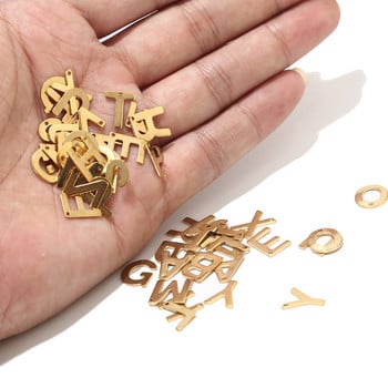 100 τμχ Τυχαίο ανοξείδωτο ατσάλι AZ Letter Gold Charms Alphabet Charm μενταγιόν για χειροτεχνία με βραχιόλια κολιέ