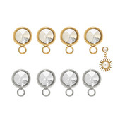 10 bucăți din oțel inoxidabil, auriu, cristal transparent, stâlp pentru cercei cu inel deschis, bază pentru urechi de 7 mm, pentru componente de fabricare a cerceilor suspendate.