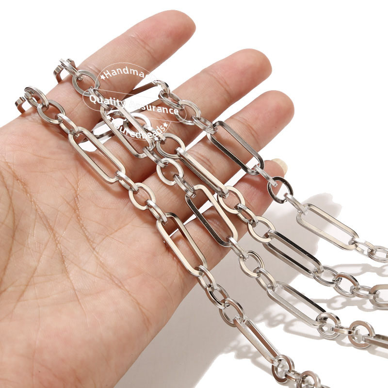 1 metar od nehrđajućeg čelika 8 mm širine Rolo kabelski lanci s plosnatom žicom Heavy Chic 3:1 lanac prikladan za nalaze za izradu nakita „uradi sam“