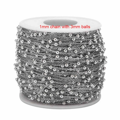 10 metara rasuti luksuzni satelitski lanac od nehrđajućeg čelika Anti-Tarnish Bead Ball Kabelski lanac za ogrlicu Choker Anklet Izrada
