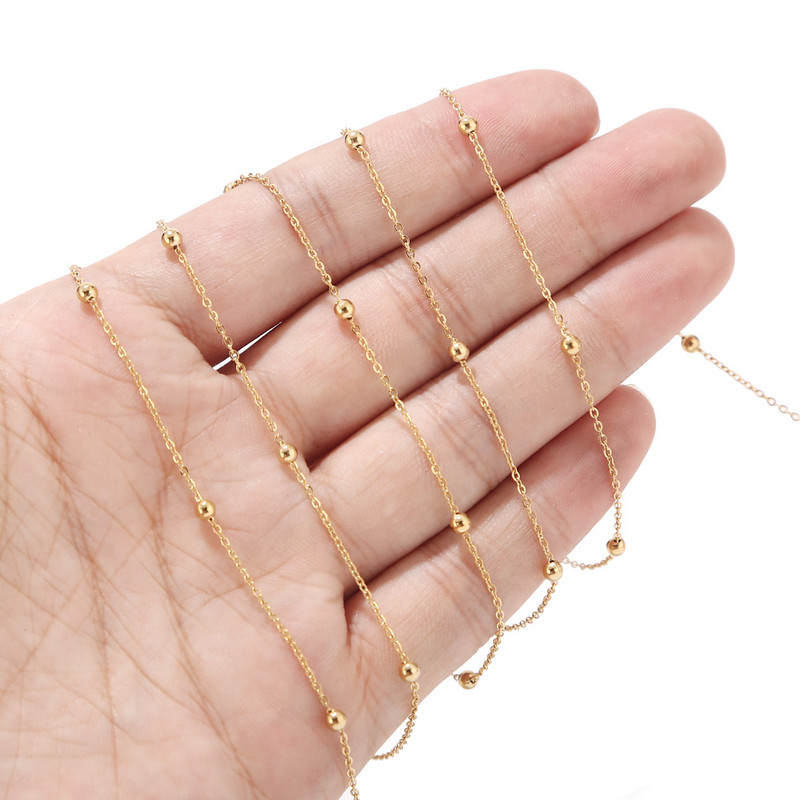 10 metara rasuti luksuzni satelitski lanac od nehrđajućeg čelika Anti-Tarnish Bead Ball Kabelski lanac za ogrlicu Choker Anklet Izrada