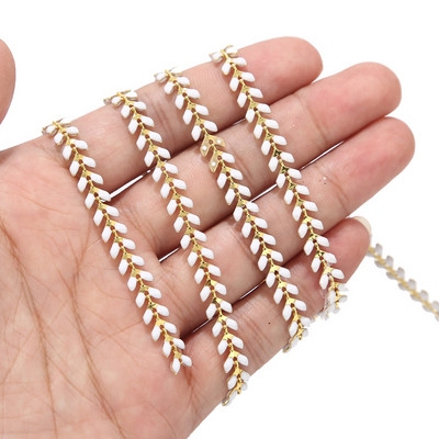 2 méter aranyozott zománcozott sárgaréz halcsont láncok 6 mm-es kézzel készített Boho repülőgéplánc ékszer kellékek vegyes színben