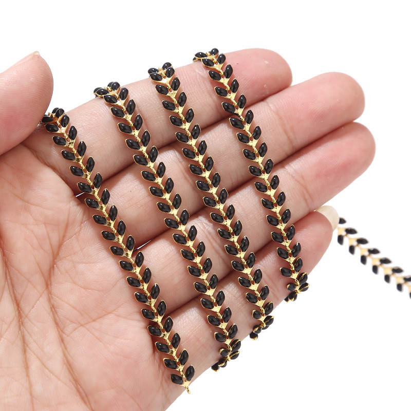 2 méter aranyozott zománcozott sárgaréz halcsont láncok 6 mm-es kézzel készített Boho repülőgéplánc ékszer kellékek vegyes színben
