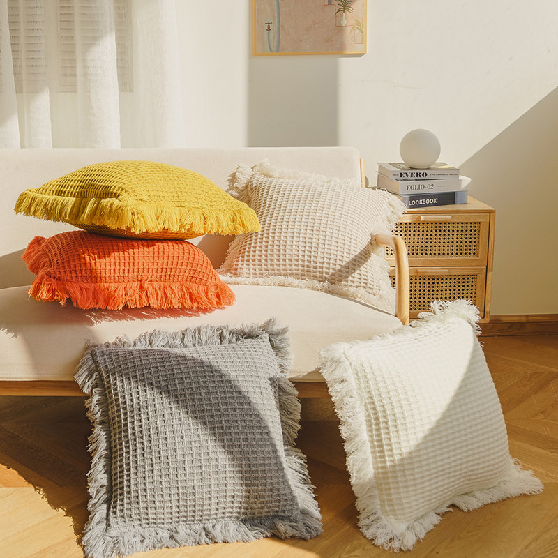 Visokokvalitetna jastučna navlaka s resicama Žuta Plava Bijela Narančasta Jastučna navlaka Dekoracija za spavaću sobu Jastučnica 45x45 cm Jastuci