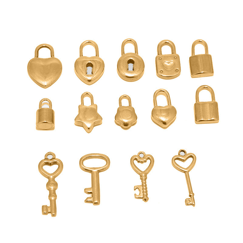 6 komada zlatnih brava od nehrđajućeg čelika, privjesaka za ključeve u obliku zvijezde u obliku srca, lokota, privjesaka za narukvice, ogrlicu, DIY nakita, obrta