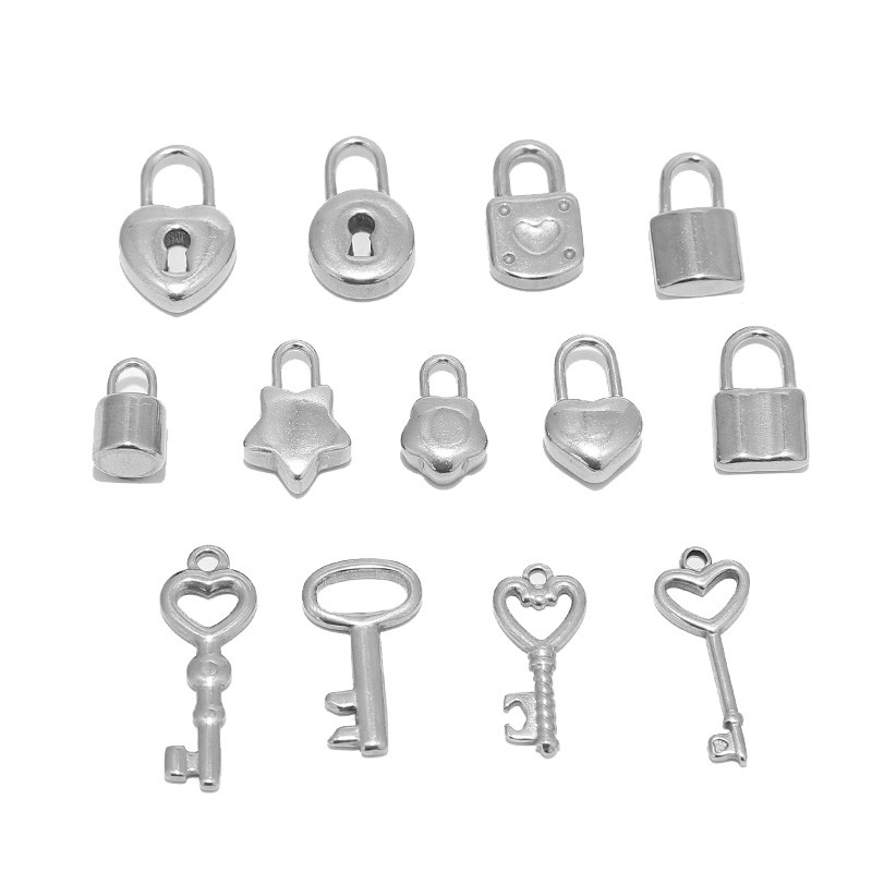 6 komada zlatnih brava od nehrđajućeg čelika, privjesaka za ključeve u obliku zvijezde u obliku srca, lokota, privjesaka za narukvice, ogrlicu, DIY nakita, obrta