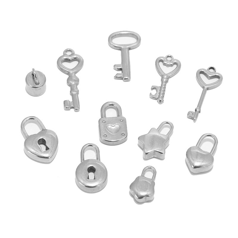 6 komada zlatnih brava od nehrđajućeg čelika, privjesaka za ključeve u obliku zvijezde u obliku srca, lokota, privjesaka za narukvice, ogrlicu, DIY nakita, obrta