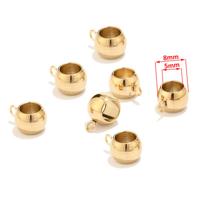 Ανοξείδωτο ατσάλι Χρυσό Χρώμα Βύσματα Μπαλάκια Χάντρες ταιριάζουν Κρεμαστά βραχιόλι γοητείας 8mm/6mm