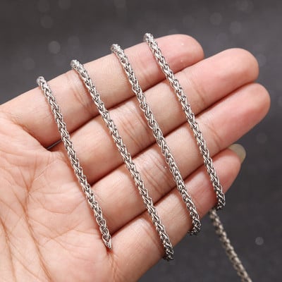 1 μέτρου από ανοξείδωτο ατσάλι Επιχρυσωμένη αλυσίδα σίτου 3mm πλάτος στριφτό σχοινί για άνδρες Γυναικείο βραχιόλι κολιέ Κατασκευή κοσμημάτων