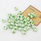 Chenkai 10 DB 15mm Shamrock Print szilikon gyöngyök baba kerek formájú gyöngyök fogzás BPA mentes barkácsolás érzékszervi rágójátékok kiegészítők