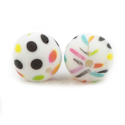 Chenkai 10 DB 15mm Shamrock Print szilikon gyöngyök baba kerek formájú gyöngyök fogzás BPA mentes barkácsolás érzékszervi rágójátékok kiegészítők