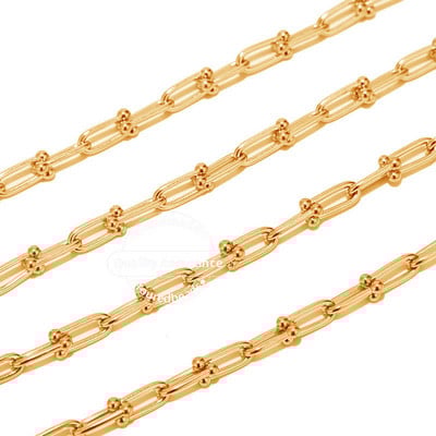 Αλυσίδες 1 μέτρου από ανοξείδωτο ατσάλι Chunky Trendy U Link Chain Χρυσό 5x13mm για μινιμαλιστική κατασκευή κολιέ