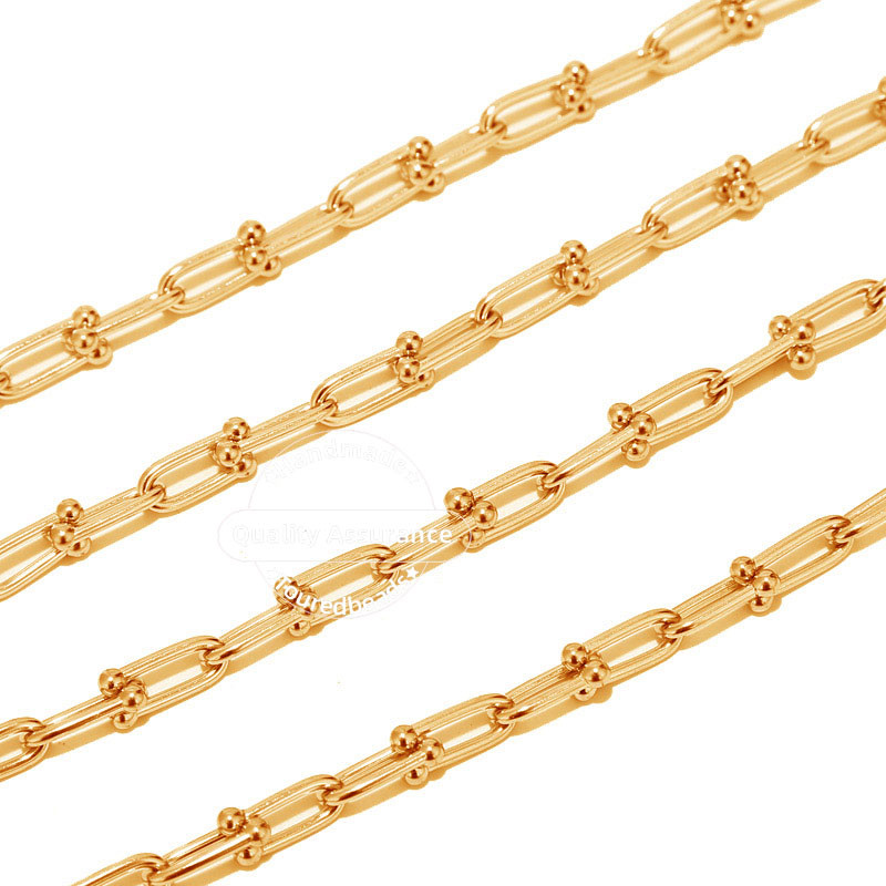 1 méteres rozsdamentes acél vaskos, divatos U Link lánc arany 5x13 mm-es gémkapocs láncok minimalista nyaklánc készítéshez