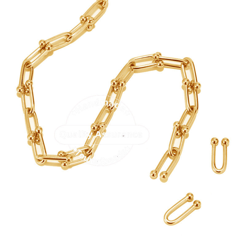 1 méteres rozsdamentes acél vaskos, divatos U Link lánc arany 5x13 mm-es gémkapocs láncok minimalista nyaklánc készítéshez