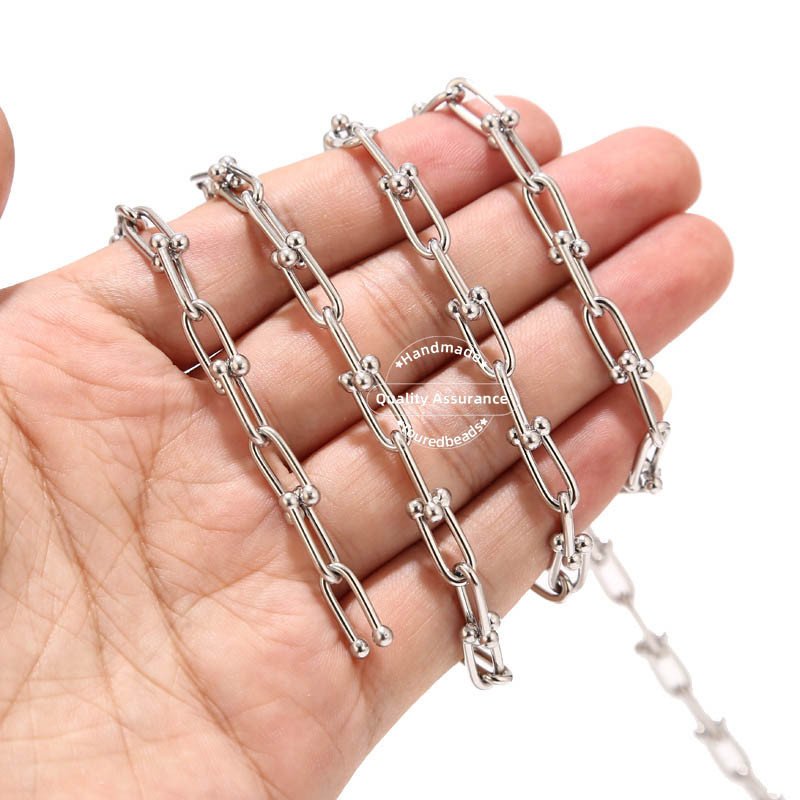 1 méteres rozsdamentes acél vaskos, divatos U Link lánc arany 5x13 mm-es gémkapocs láncok minimalista nyaklánc készítéshez
