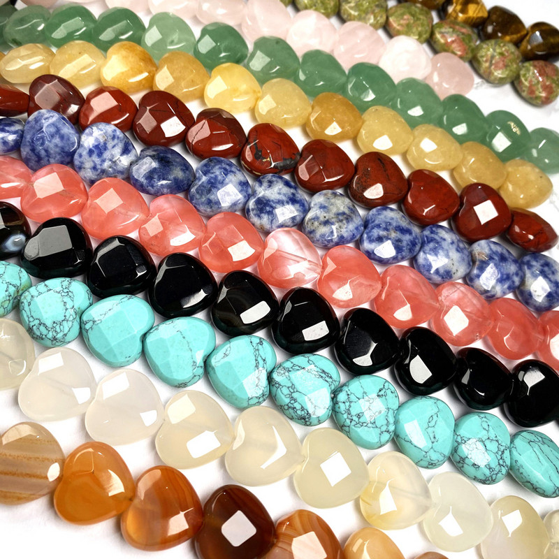 Prirodni kamen u obliku srca Fasetirane perle kristal Polugotove labave perle Za izradu nakita DIY Ogrlica Narukvica Pribor