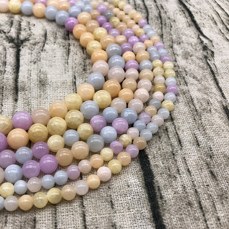 Prirodno svjetlo, šareni žadni kamen, okrugle labave perle za izradu nakita 6 8 10 mm DIY narukvica, ogrlica 15 inča, veleprodaja