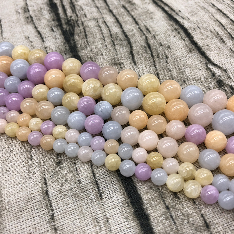 Prirodno svjetlo, šareni žadni kamen, okrugle labave perle za izradu nakita 6 8 10 mm DIY narukvica, ogrlica 15 inča, veleprodaja