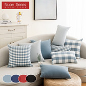 Karirano prugasto poliestersko pamučno platno jastučnica jastučnica tamnoplava fotelja kauč kućni dekor jastučnica 45x45/30x50cm