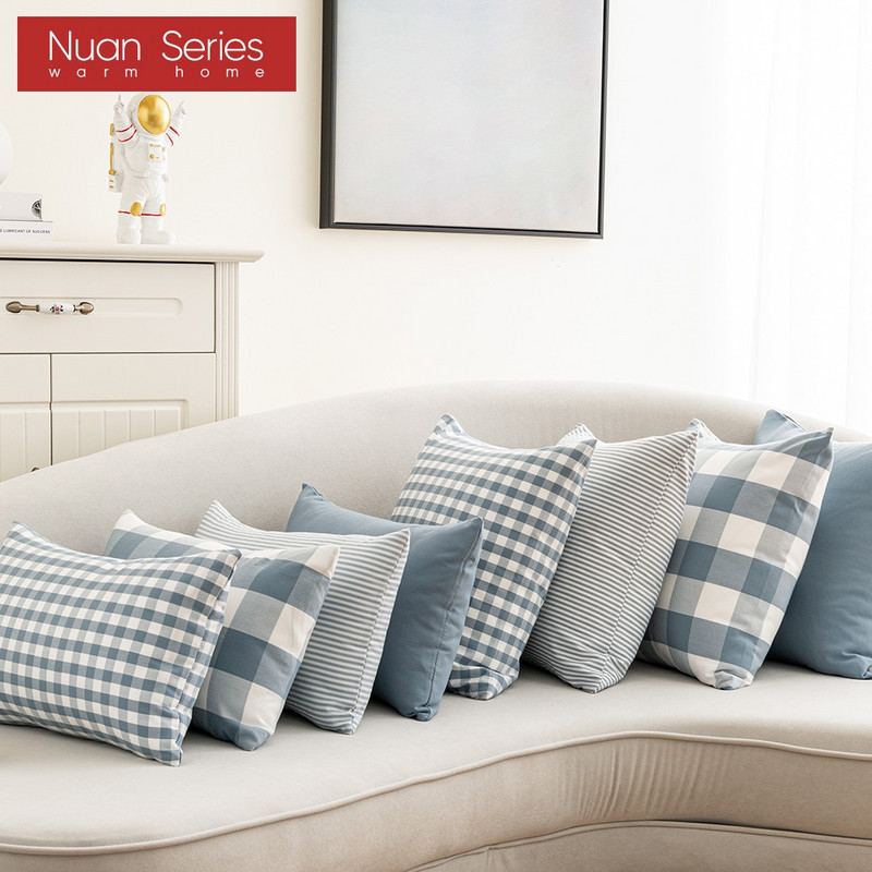 Karirano prugasto poliestersko pamučno platno jastučnica jastučnica tamnoplava fotelja kauč kućni dekor jastučnica 45x45/30x50cm