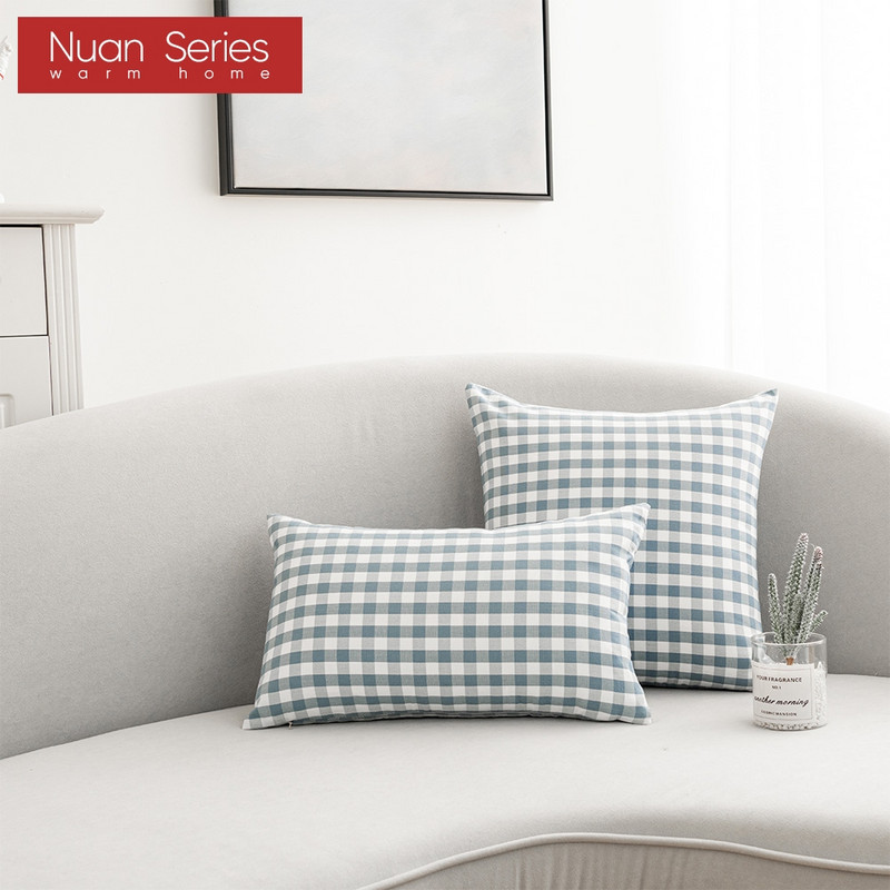 Karirano prugasto poliestersko pamučno platno jastučnica jastučnica tamnoplava fotelja kauč kućni dekor jastučnica 45x45/30x50cm