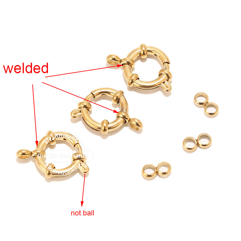 3 kom zlatne okrugle opružne kopče od nehrđajućeg čelika za narukvicu, ogrlicu. Uradi sam izrada nakita s 8 konektora