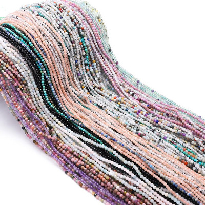 2mm 3mm 4mm slīpētas dabīgā akmens krelles kristāla rozā kvarca dārgakmeņu apaļas krelles rotaslietām pērlīšu izgatavošanai, DIY rokassprādzes kaklarota