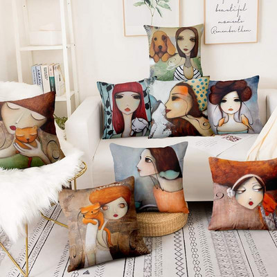 Μοντέρνα ψηφιακή εμπριμέ μαξιλαροθήκη Big Eye Girls Cushions Διακόσμηση σπιτιού Μαξιλάρια για καναπέ Almofadas Decorativas Para Καναπές 17 ιντσών