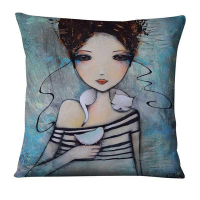 Moderna digitalno ispisana jastučnica Big Eye Girls Jastuci Home Decor Sofa Navlakasti jastuci Almofadas Decorativas Para Sofa 17 inča