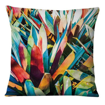 Ζωγραφική με πολύχρωμους φοίνικες Εκτύπωση Μαξιλαροθήκη Τροπικά Φύλλα Flora Art Cushion Διακοσμητικό μαξιλάρι Διακόσμηση σπιτιού Μαξιλάρια για καναπέ