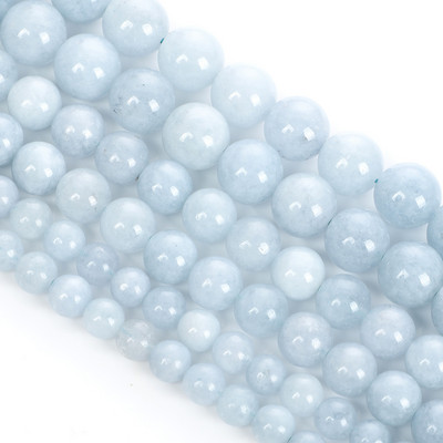 Perle od svijetloplavog akvamarina od prirodnog kamena, glatke, okrugle labave perle s razmaknicama za izradu nakita, ručni rad, DIY narukvice 6/8/10 mm