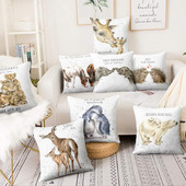 Slatke slike roditelj-dijete Životinje Jastučnica Jastučnica od lanenog platna Ukrasni jastuk Kućni dekor Kauč Jastučnica 17*17