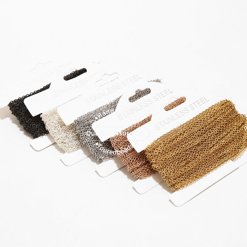 10 méteres arany rozsdamentes acél lapos kábellánc 1,5 mm-es 2 mm-es Rolo Link láncok tömeges barkács ékszerkészítés