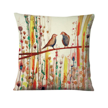 Abstract Ink Bird Stamped Pillowcase Love Bird Art Printed Cushion Διακοσμητικό Μαξιλάρι Διακόσμηση σπιτιού Μαξιλάρια ριχτάρι καναπέ 45*45cm