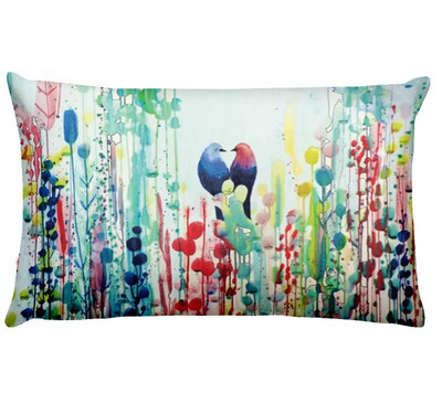 Jastučnica s otisnutim pticama apstraktne tinte, ljubavna ptica, umjetnički otisnuti jastučići, ukrasni jastuk, kućni dekor, jastuci za kauč, jastuci za kauč, 45*45 cm