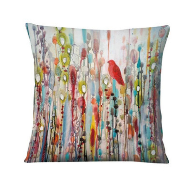 Jastučnica s otisnutim pticama apstraktne tinte, ljubavna ptica, umjetnički otisnuti jastučići, ukrasni jastuk, kućni dekor, jastuci za kauč, jastuci za kauč, 45*45 cm