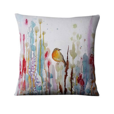 Jastučnica s otisnutim pticama apstraktne tinte, ljubavna ptica, umjetnički otisnuti jastučići, ukrasni jastuk, kućni dekor, jastuci za kauč, jastuci za kauč, 45*45 cm