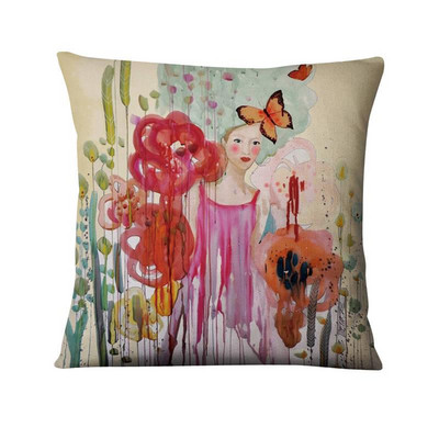 Jastučnica s otisnutim pticama apstraktne tinte, ljubavna ptica, umjetnički otisnuti jastučići, ukrasni jastuk, kućni dekor, jastuci za kauč, jastuci za kauč, 45*45 cm