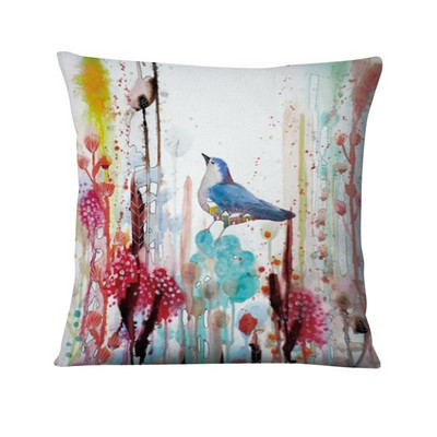 Jastučnica s otisnutim pticama apstraktne tinte, ljubavna ptica, umjetnički otisnuti jastučići, ukrasni jastuk, kućni dekor, jastuci za kauč, jastuci za kauč, 45*45 cm