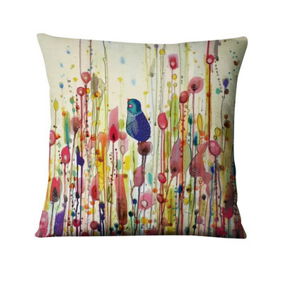 Jastučnica s otisnutim pticama apstraktne tinte, ljubavna ptica, umjetnički otisnuti jastučići, ukrasni jastuk, kućni dekor, jastuci za kauč, jastuci za kauč, 45*45 cm