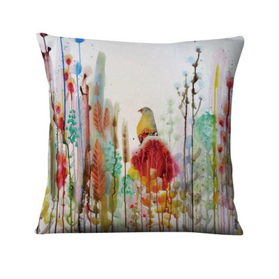 Jastučnica s otisnutim pticama apstraktne tinte, ljubavna ptica, umjetnički otisnuti jastučići, ukrasni jastuk, kućni dekor, jastuci za kauč, jastuci za kauč, 45*45 cm