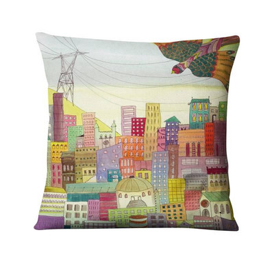 Jastučnica s otisnutim pticama apstraktne tinte, ljubavna ptica, umjetnički otisnuti jastučići, ukrasni jastuk, kućni dekor, jastuci za kauč, jastuci za kauč, 45*45 cm