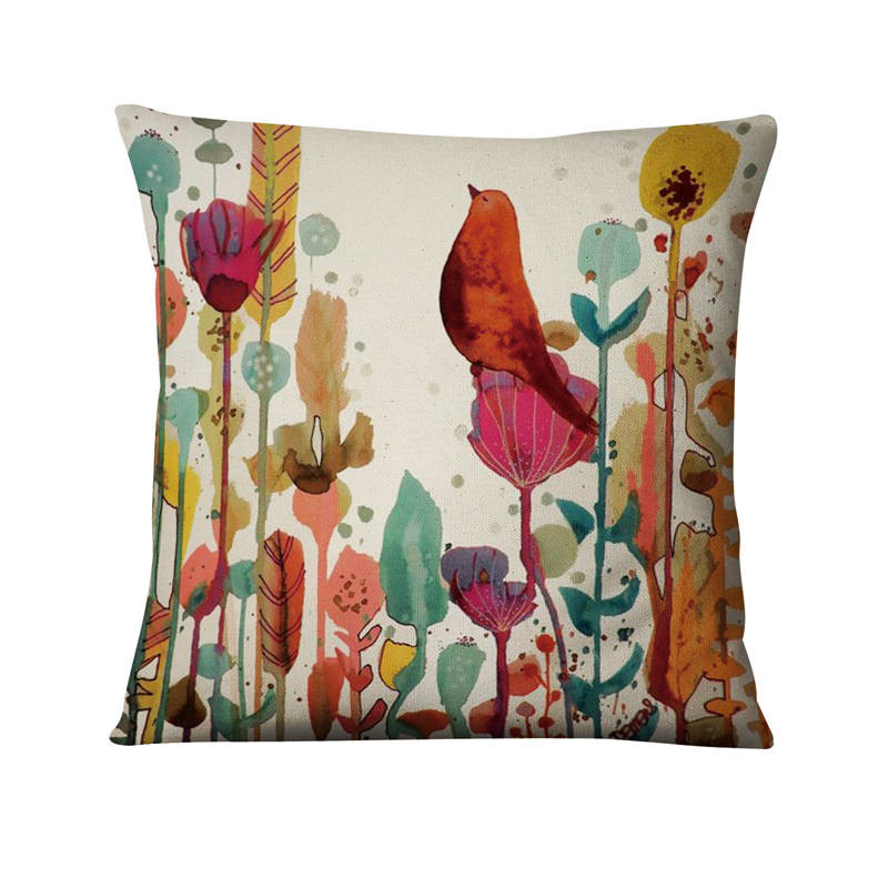 Jastučnica s otisnutim pticama apstraktne tinte, ljubavna ptica, umjetnički otisnuti jastučići, ukrasni jastuk, kućni dekor, jastuci za kauč, jastuci za kauč, 45*45 cm