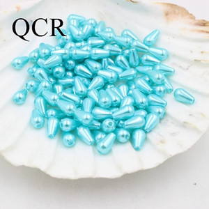 6*10 mm, 300 kom./lot, višebojne perle od ABS-a s dvostrukom rupom imitacije bisera, perle za izradu nakita, indijske perle