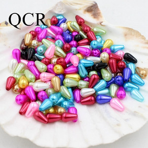 6*10 mm, 300 kom./lot, višebojne perle od ABS-a s dvostrukom rupom imitacije bisera, perle za izradu nakita, indijske perle